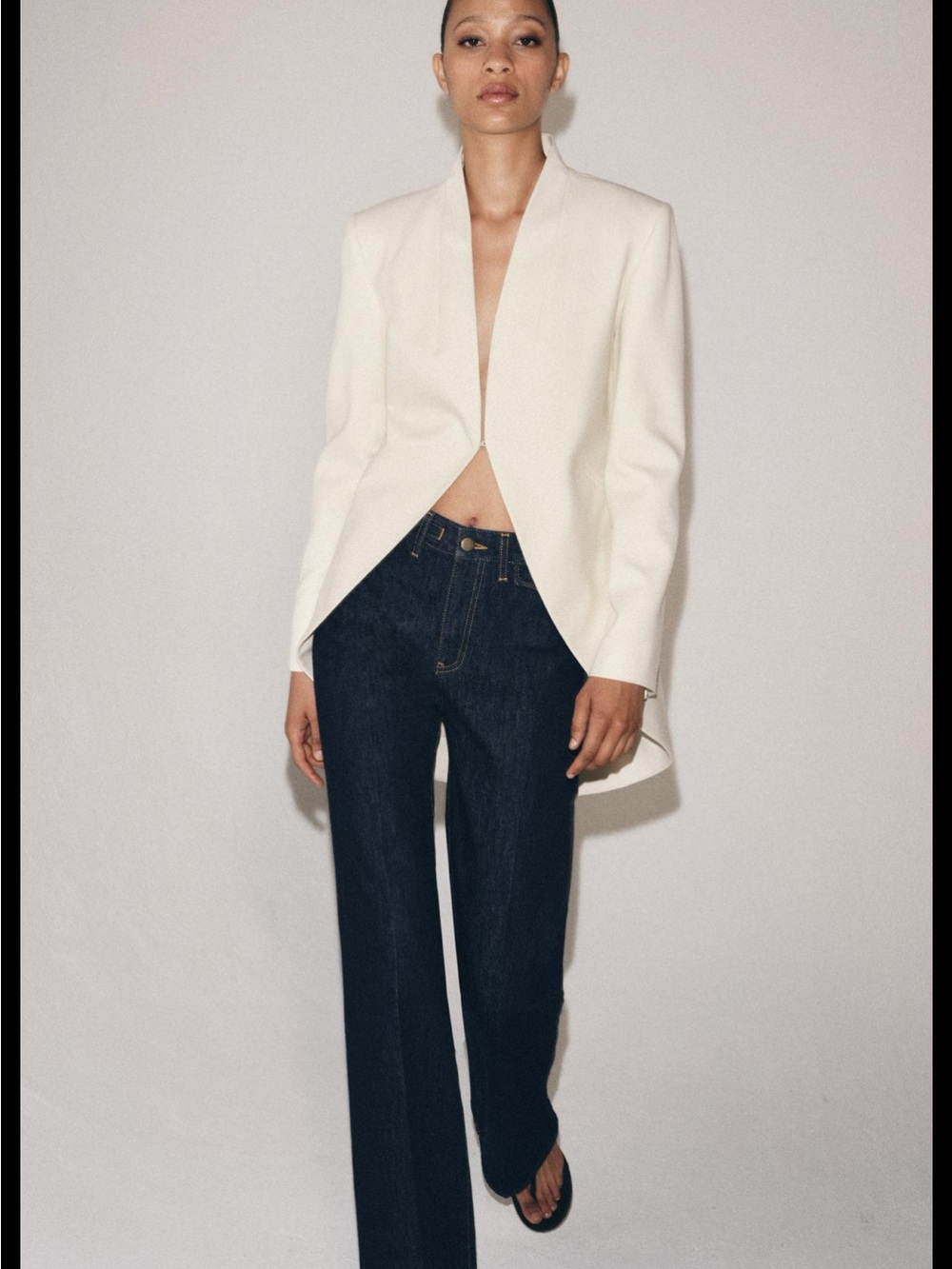 Zara ZW collection lapelless long blazer 2600/677/286 limited time